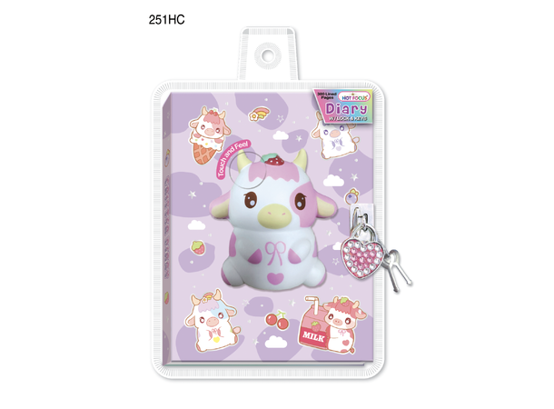 DAGBOK M/LÅS OG SQUISHY KU HOT FOCUS HIGHLAND COW 